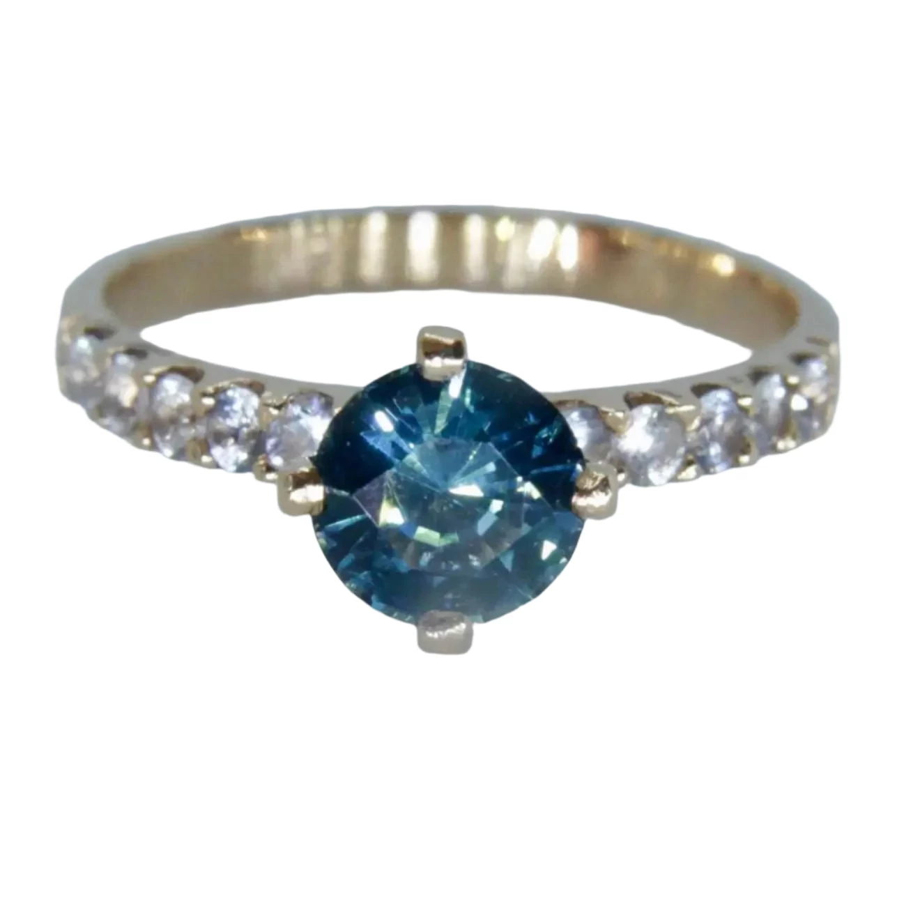 22K Gold Ring With Natural Greenish Blue Sapphire 3 22K Gold Ring With Natural Greenish Blue Sapphire - Image 3