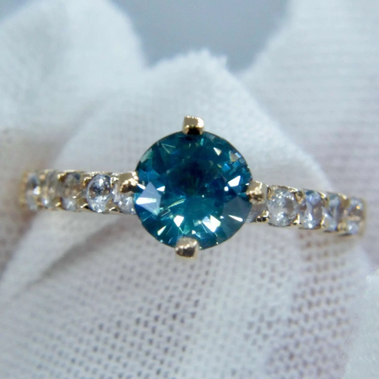 22K Gold Ring With Natural Greenish Blue Sapphire 1 22K Gold Ring With Natural Greenish Blue Sapphire