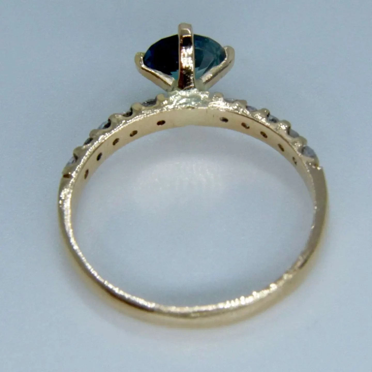 22K Gold Ring With Natural Greenish Blue Sapphire 6 22K Gold Ring With Natural Greenish Blue Sapphire - Image 6