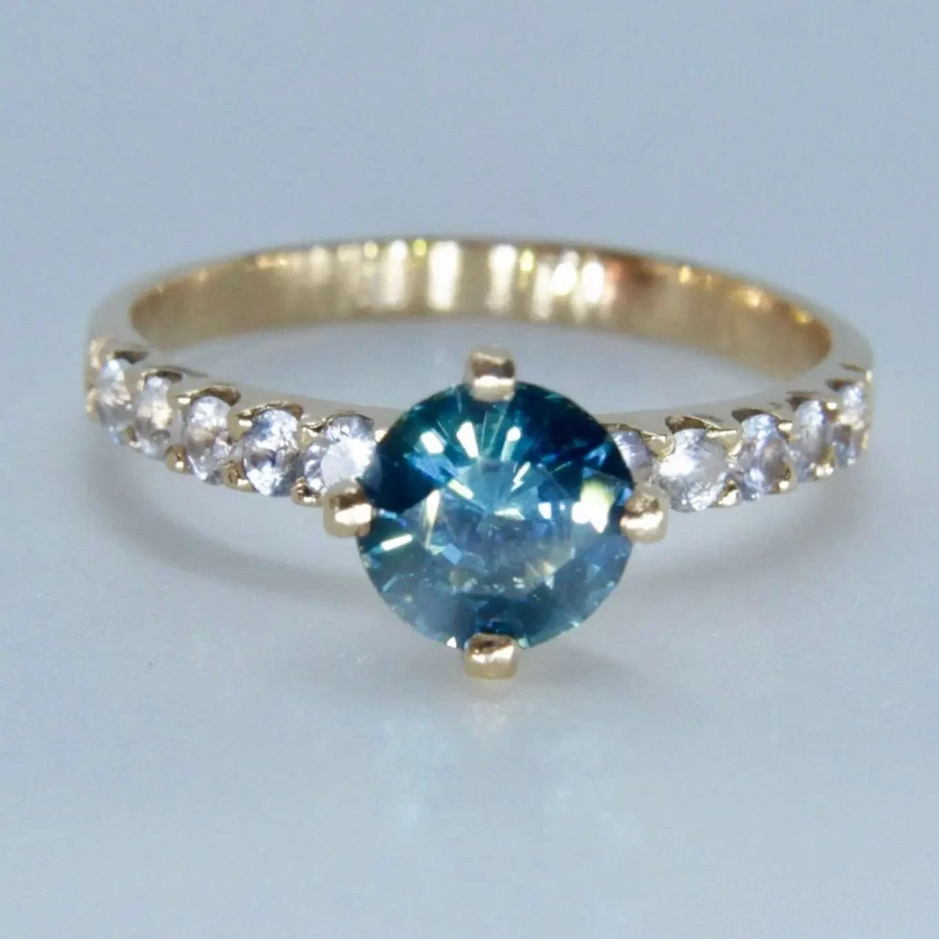 22K Gold Ring With Natural Greenish Blue Sapphire 8 22K Gold Ring With Natural Greenish Blue Sapphire - Image 8