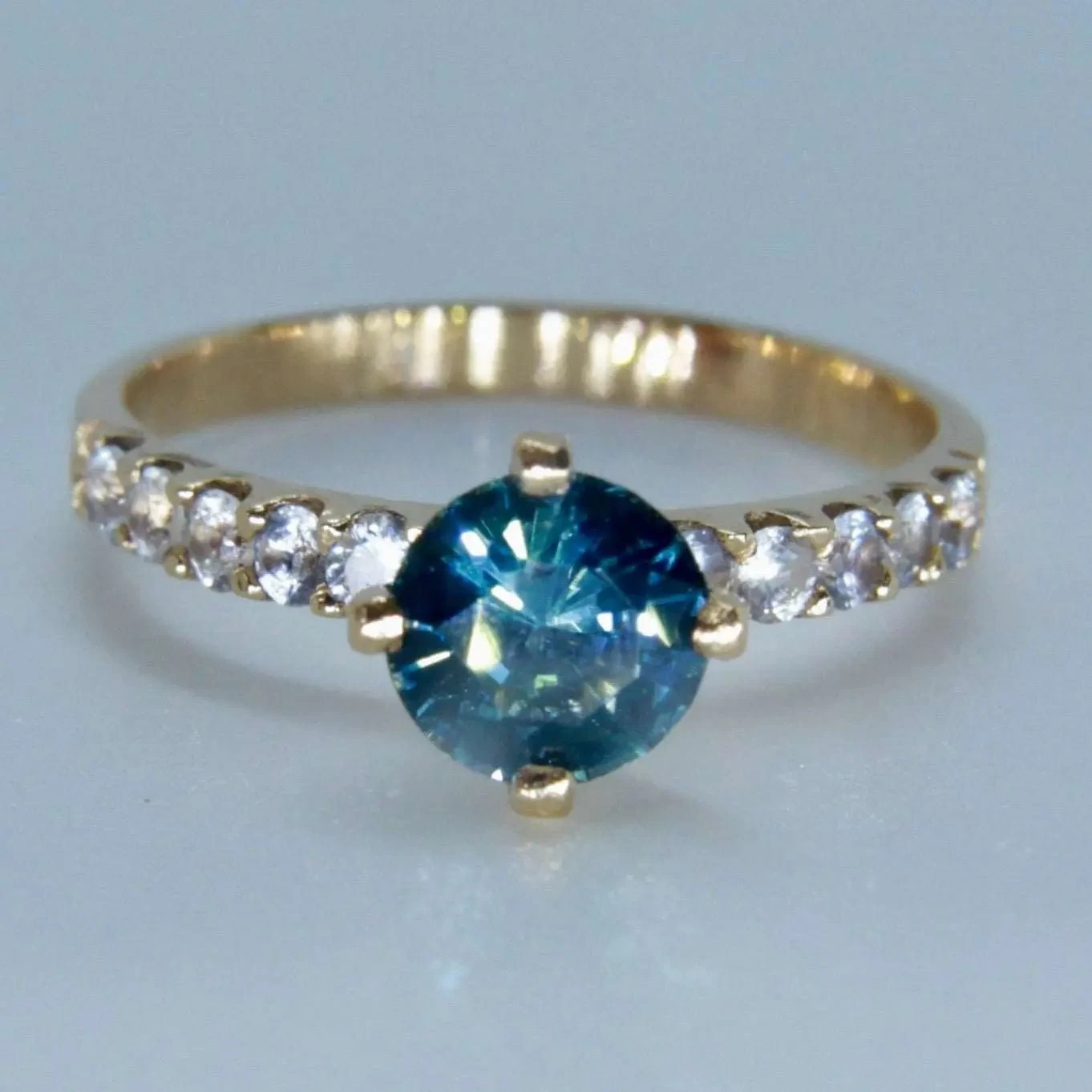22K Gold Ring With Natural Greenish Blue Sapphire 7 22K Gold Ring With Natural Greenish Blue Sapphire - Image 7