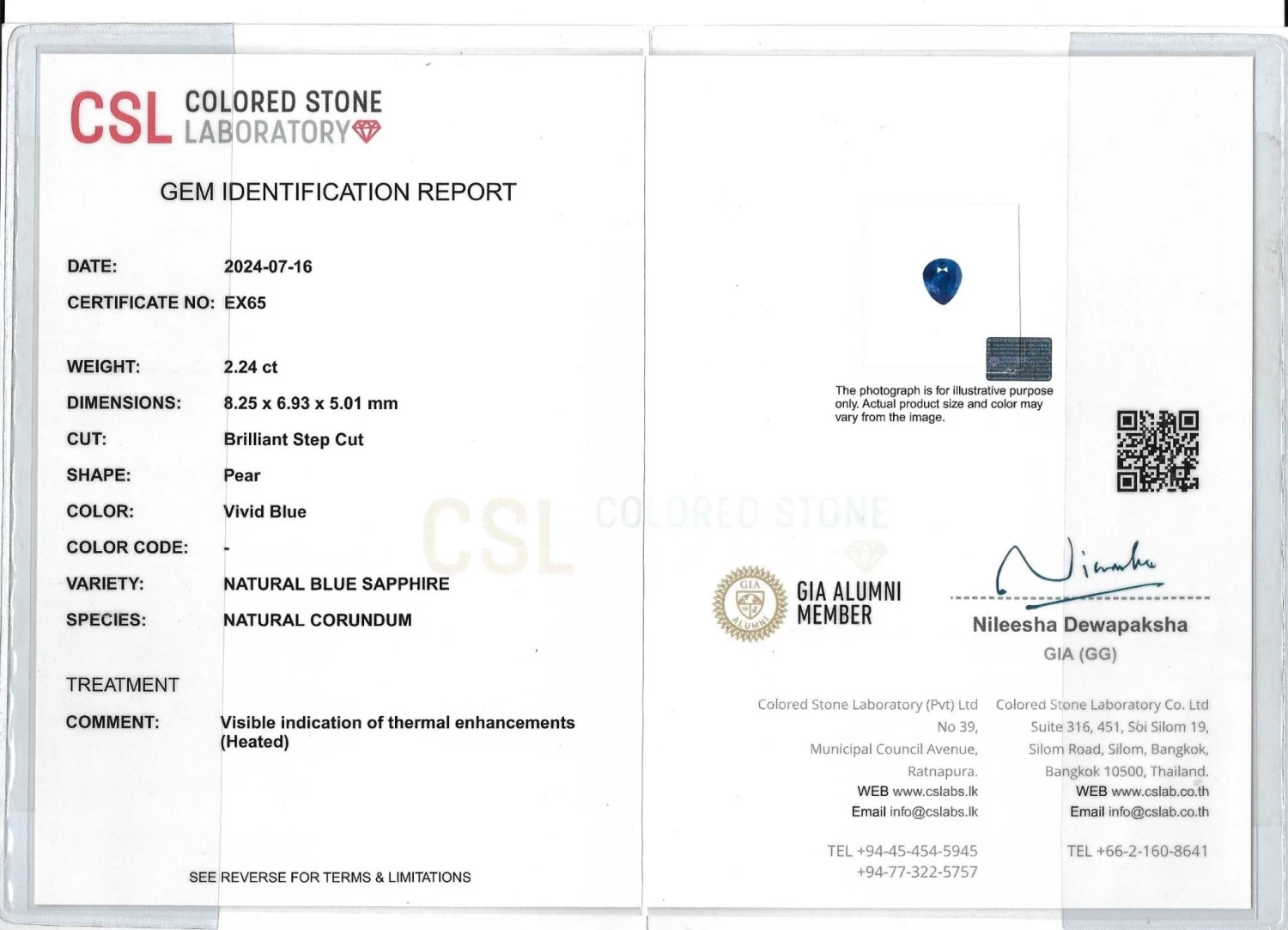 Natural Blue Sapphire – Pear Cut | 2.24 Carat 2 Natural Blue Sapphire – Pear Cut | 2.24 Carat - Image 2