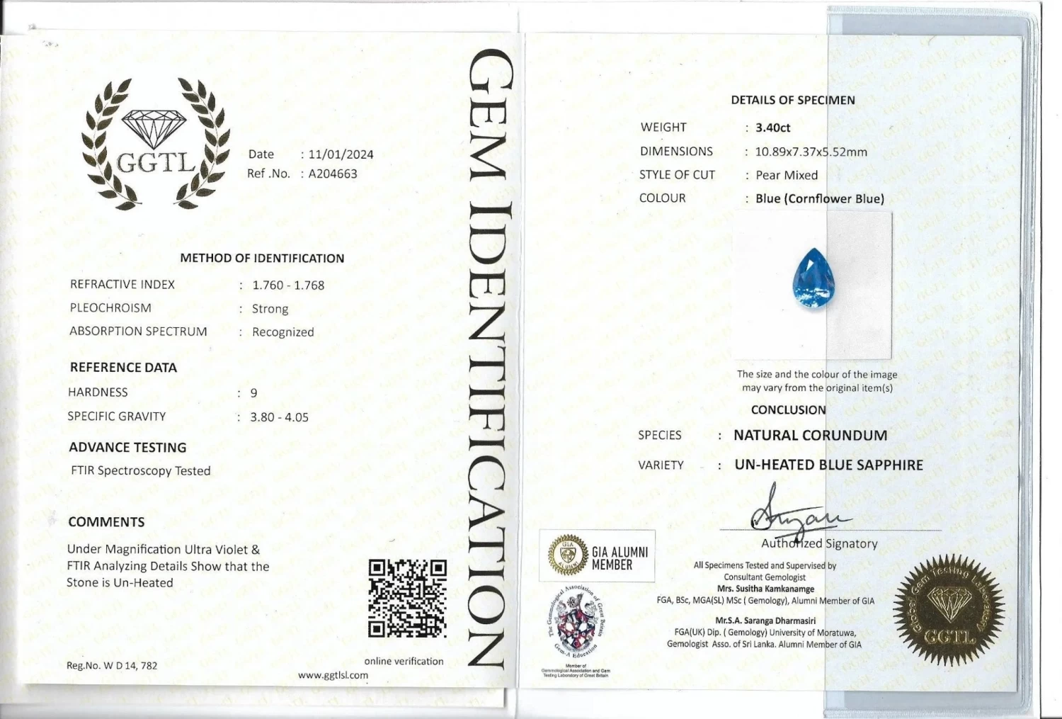 Natural Cornflower Blue Sapphire – 3.40 Carat Pear Cut | Unheated Ceylon Gemstone 2 Natural Cornflower Blue Sapphire – 3.40 Carat Pear Cut | Unheated Ceylon Gemstone - Image 2