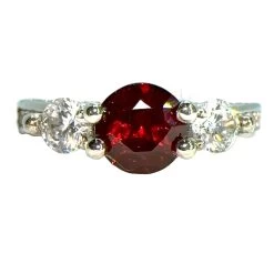 Natural Garnet Silver Ring – Round Cut | 6mm | Sterling Silver | Sizes 5, 6, 7