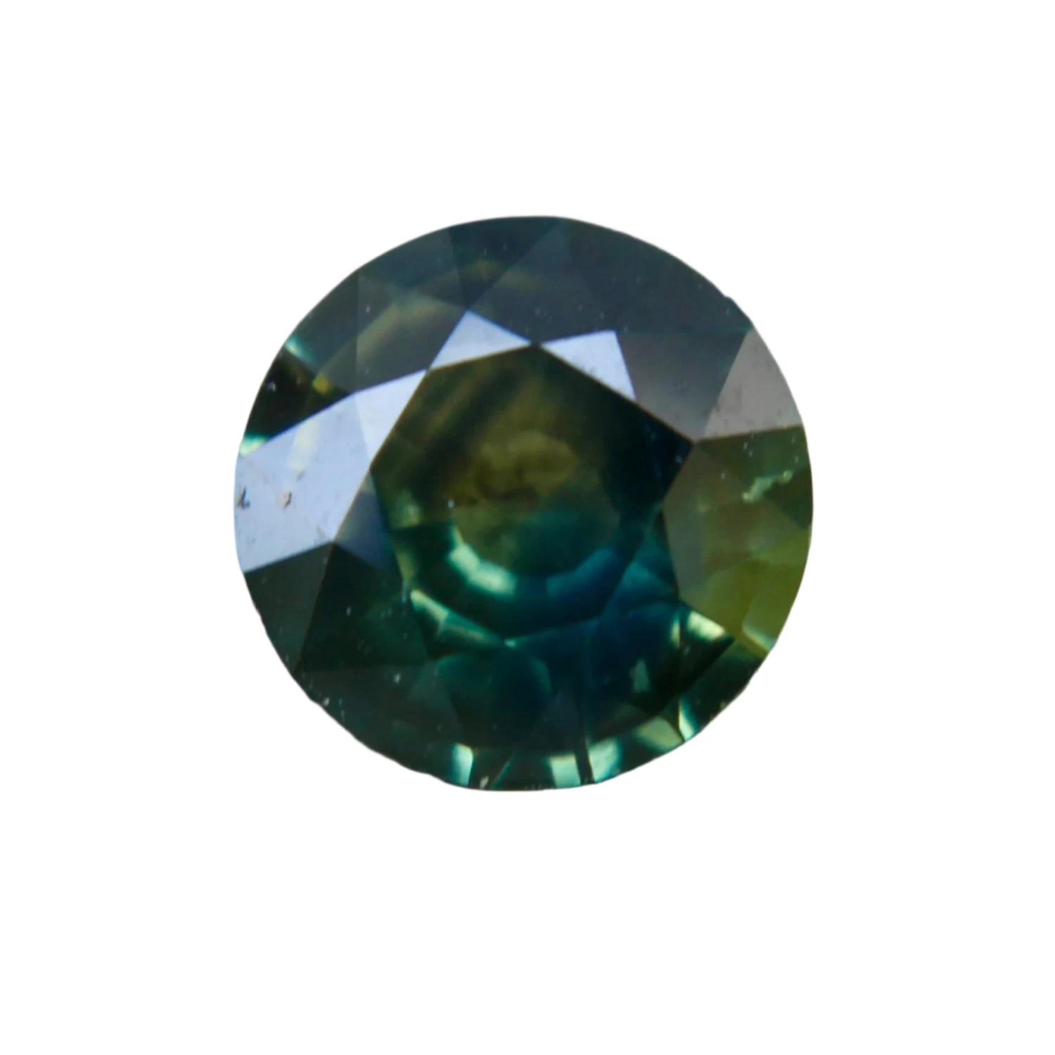 Natural Parti Sapphire – 0.86 Carat | Round Cut | Green Yellow 1 Natural Parti Sapphire – 0.86 Carat | Round Cut | Green Yellow