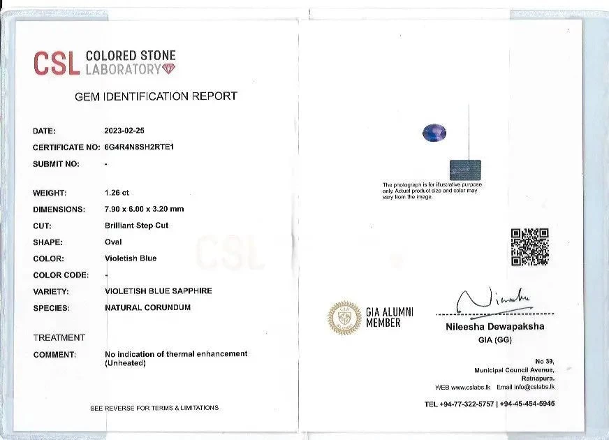 Natural Purple Blue Sapphire – Oval Cut, 1.26 Carat 2 Natural Purple Blue Sapphire – Oval Cut, 1.26 Carat - Image 2