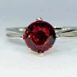 Natural Rhodolite Garnet Solitaire Ring