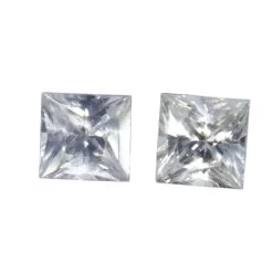Natural White Sapphire Pair | Princess Cut | 0.75 Carat | Ceylon