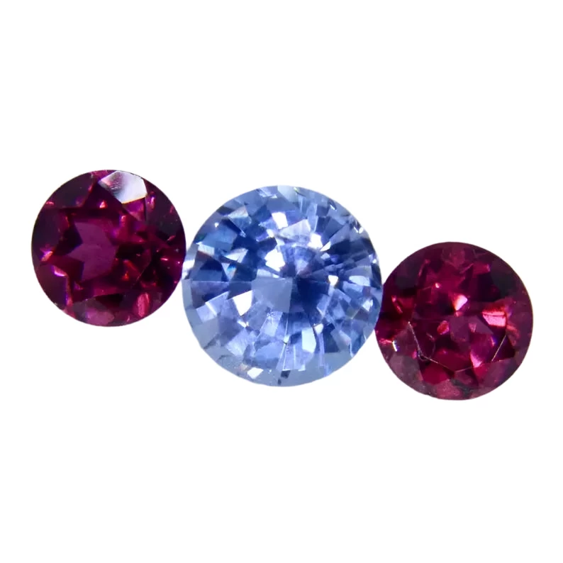 Set Of Natural Sapphires & Garnet | Round Cut 1 Set Of Natural Sapphires & Garnet | Round Cut